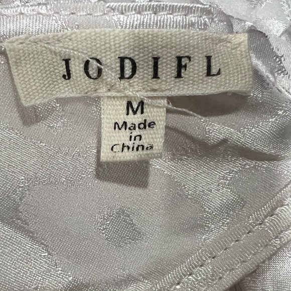 Take Me Away Satin Leopard Smocked Dress - White - Medium - Picture 14 of 14